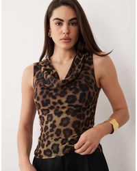 ASOS - Printed Mesh Slinky Draped Top - Lyst