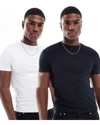 ASOS - Set Van 2 Basic Muscle Fit T-Shirts - Lyst