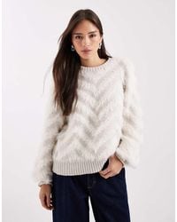 Object - Tonal Fluffy Chevron Knitted Jumper - Lyst