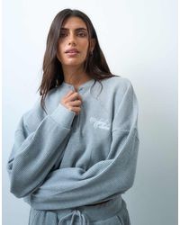 ASOS - Weekend Collective Co-ord Waffle Henley Long Sleeve Top With Bubble Hem - Lyst