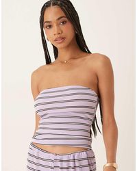 ASOS - Gestreepte Bandeau-Top Met Lange Pasvorm - Lyst