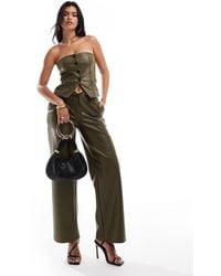 Kaiia - Leather Look Wide Leg Drawstring Trousers Co-Ord - Lyst