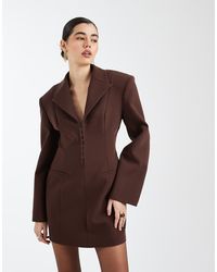 ASOS - Plunge Front Cinched Tailored Dress - Lyst