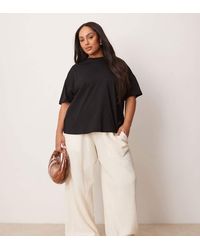 ASOS - Asos Design Curve Cheesecloth Pull On Trousers With Raw Edge - Lyst