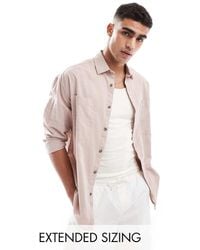 ASOS - Camisa Rosa Empolvado Extragrande Estilo Años 90 Con Cuello De Solapas Cuadradas De Mezcla De Lino De - Lyst