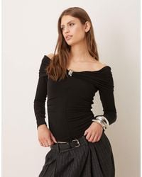 Mango - Off Shoulder Top With Hardware Detail - Lyst