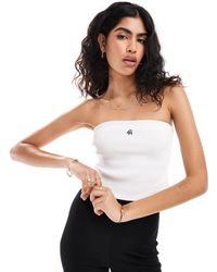 4th & Reckless - Ribbed Bandeau Embroidered Logo Top - Lyst