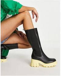 ASOS - Capricorn Premium Leather Chunky Chelsea Knee Boots - Lyst