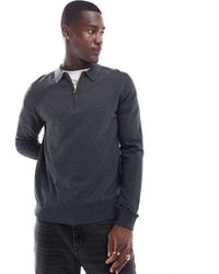 SELECTED - Polo A Maniche Lunghe Grigia Con Zip Corta - Lyst