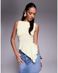 ASOS - Slash Neck Top With Ruffle Godet Detail - Lyst