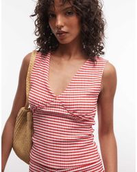 Reclaimed Vintage - Check Print V Neck Tank Top - Lyst