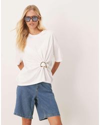 ASOS - Oversized T-shirt With Cinched Knot Front Hardware Detail - Lyst