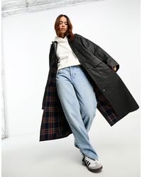 ASOS - Wax Trench With Check Lining - Lyst