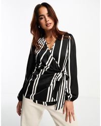 New Look - V Neck Stripe Tie Side Shirt - Lyst