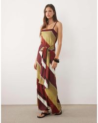 ASOS - Square Neck With Tie Detail Maxi Dress With Ombre Stripe Print - Lyst
