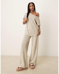 ASOS - Pantalones Gris Carbón De Pernera Ancha De Punto De (Parte De Un Conjunto) - Lyst