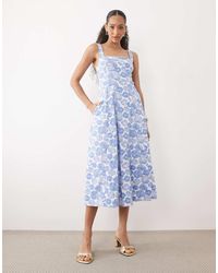 Abercrombie & Fitch - Sleeveless Midi Dress With Godet Hem - Lyst
