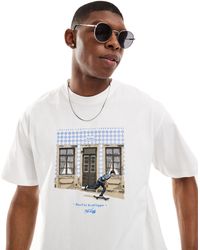 Pull&Bear - T-shirt à imprimé urbain et skate - Lyst