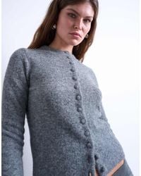 TOPSHOP - Knit Covered Button Cardigan - Lyst