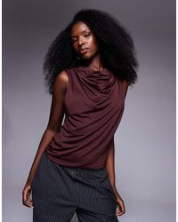 ASOS - Slinky Cowl Neck Tank With Drape Wrap Front - Lyst