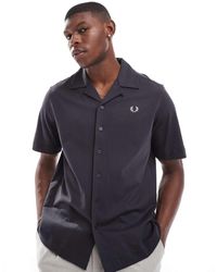 Fred Perry - Camicia A Maniche Corte Grigia Con Rever - Lyst