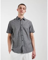Blend - – grau meliertes regular-fit-hemd aus baumwollleinen - Lyst