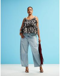 ASOS - Asos Design Curve Barrel Leg Jeans - Lyst