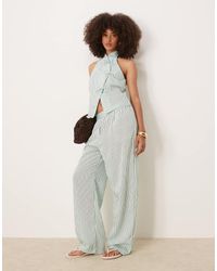 Mango - Straight Leg Striped Trouser With Elasticated Waist - Lyst