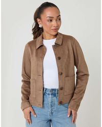 Threadbare - Cropped Button Up Suedette Shacket - Lyst