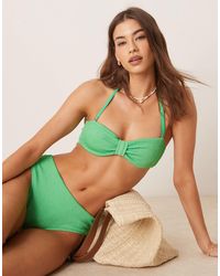 Free Society - Crinkle Knot Front Bandeau Bikini Top - Lyst