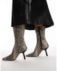 TOPSHOP - – piya – ankle-boots mit schlangenmuster und hohem absatz - Lyst