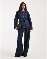 River Island - Belted Denim Jacket - Lyst