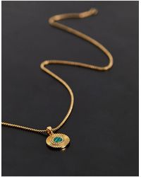 ASOS - Collier réglable plaqué or 14 carats avec pendentif médaillon en malachite - Lyst