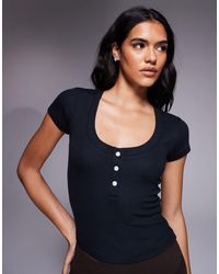 4505 - Rest Day Ultra Soft Modal Rib Cropped Baby Henley T-shirt - Lyst