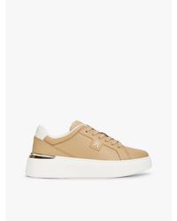 Tommy Hilfiger - Metallic Th Monogram Leather Platform Trainers - Lyst