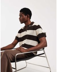Lacoste - Stripe Knitted Short Sleeve Polo Jumper - Lyst