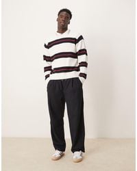 Abercrombie & Fitch - Maglione Girocollo Color Panna Con Righe A Contrasto - Lyst