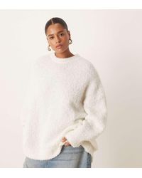 ASOS - Asos Design Curve Oversized Boucle Jumper With Curved Hem - Lyst