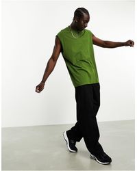 ASOS - Camiseta verde sin mangas extragrande con sisas caídas - Lyst