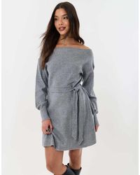 Threadbare - Knitted Sequin Slash Neck Mini Dress - Lyst