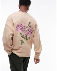 TOPMAN - Floral Embroidered Cardigan - Lyst