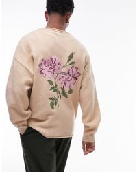 TOPMAN - Cárdigan color con bordado floral - Lyst