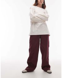 TOPSHOP - Pull On Straight Leg Striped Trouser - Lyst