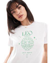 Pieces - T-shirt avec imprimé signe du zodiaque lion - Lyst