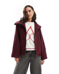 ASOS - Cappotto Taglio Corto Bordeaux Con Colletto - Lyst