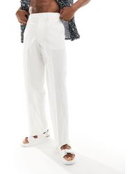 ASOS - Pantaloni eleganti a fondo ampio bianchi testurizzati - Lyst