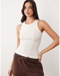 Gina Tricot - Geribbelde Basic Tanktop Van Katoenmix - Lyst
