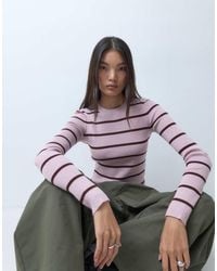 Monki - Long Sleeve Rib Knit Top - Lyst