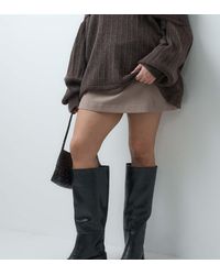 ASOS - Curve Cadence Block Heel Pull On Knee Boots - Lyst