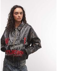 TRUE RELIGION - Embroidered Buddha Graphic Relaxed Fit Pu Bomber Jacket - Lyst